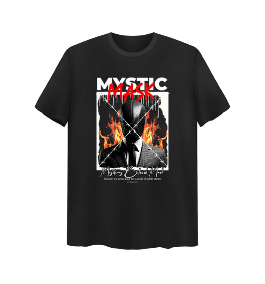 Schwarzes T-Shirt mit Mask Design