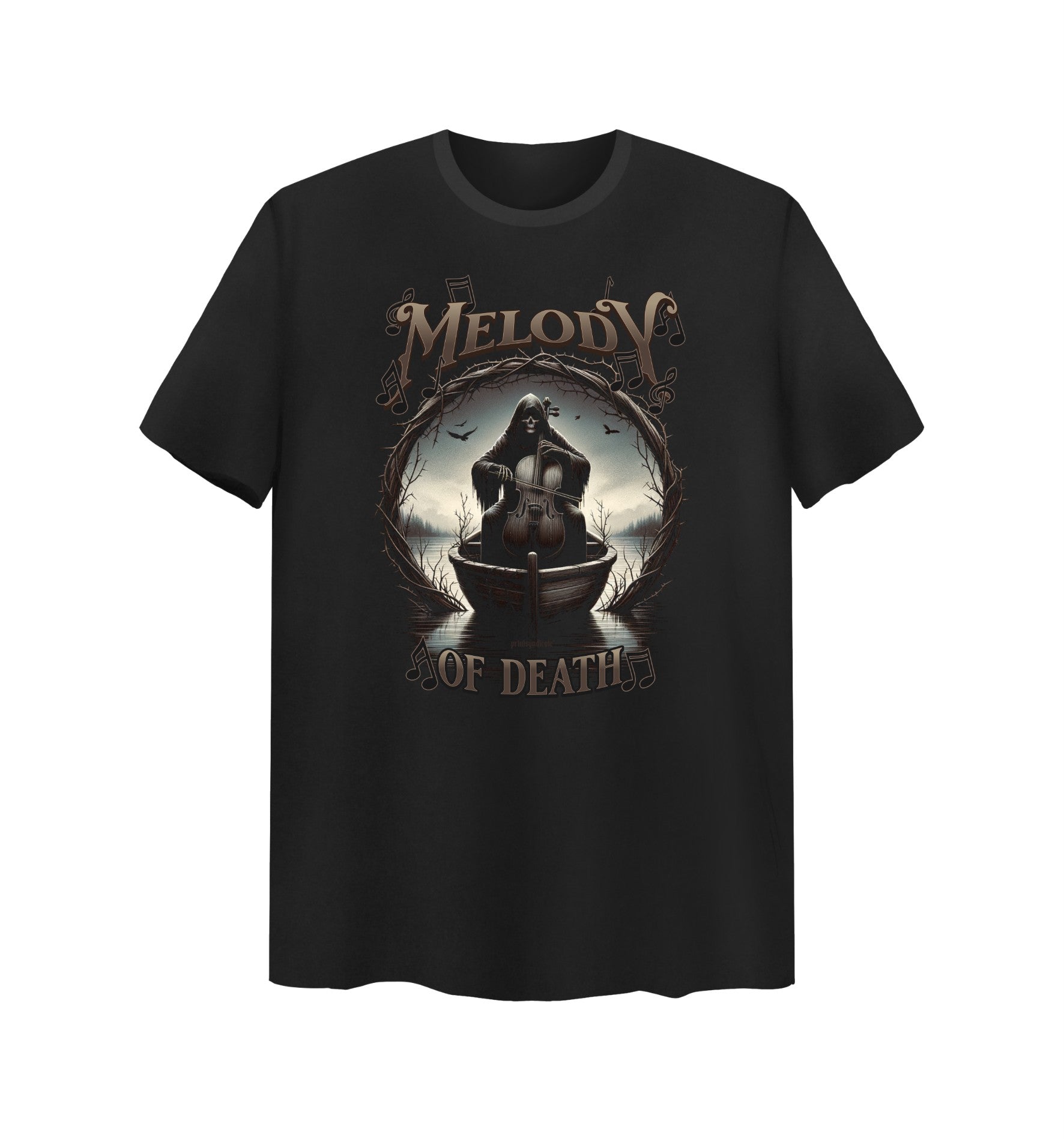 Schwarzes T-Shirt mit Melody Design