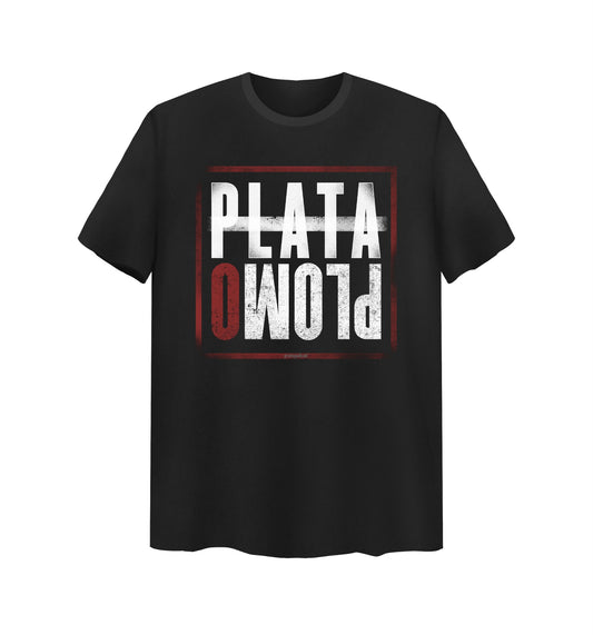 Schwarzes T-Shirt mit Plata Plomo Design