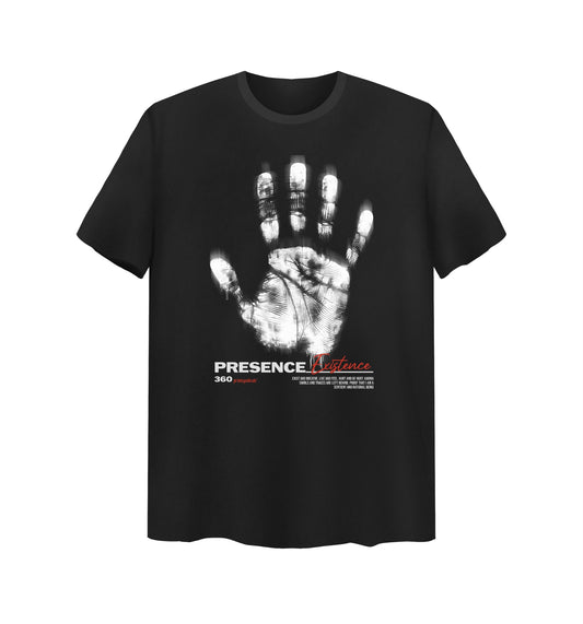 Schwarzes T-Shirt mit Presence Design