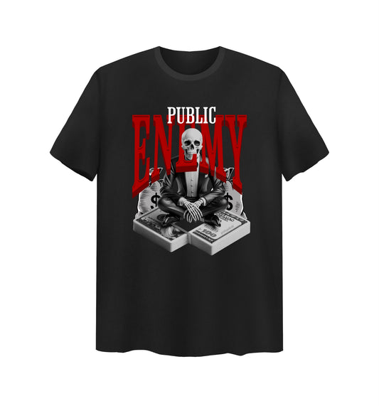 Schwarzes T-Shirt mit Public Design Enemy Design