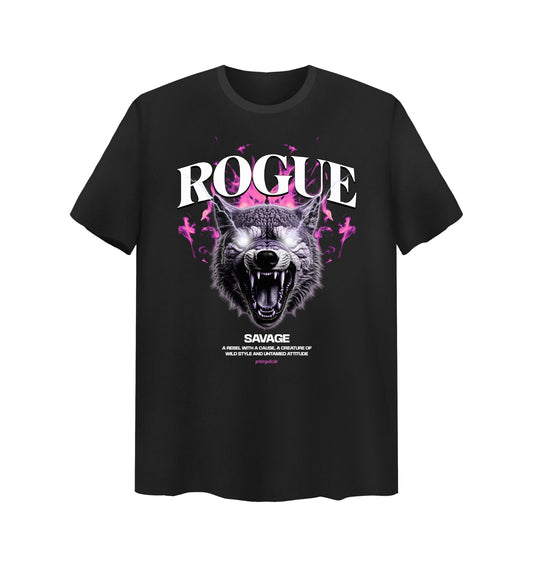 Schwarzes T-Shirt mit Rogue Design