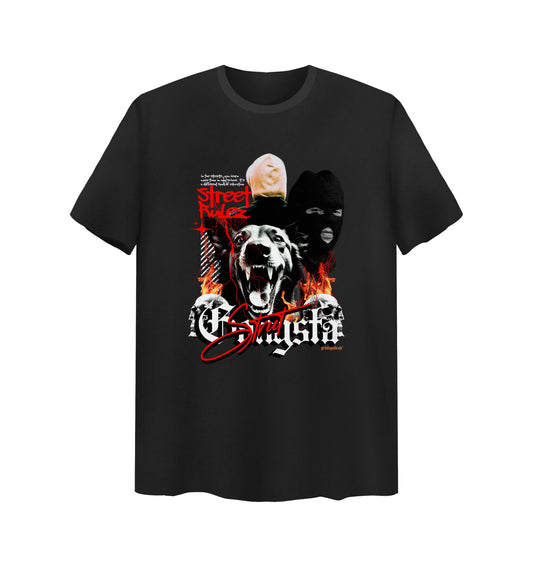 Schwarzes T-Shirt mit Strret Gangster Design