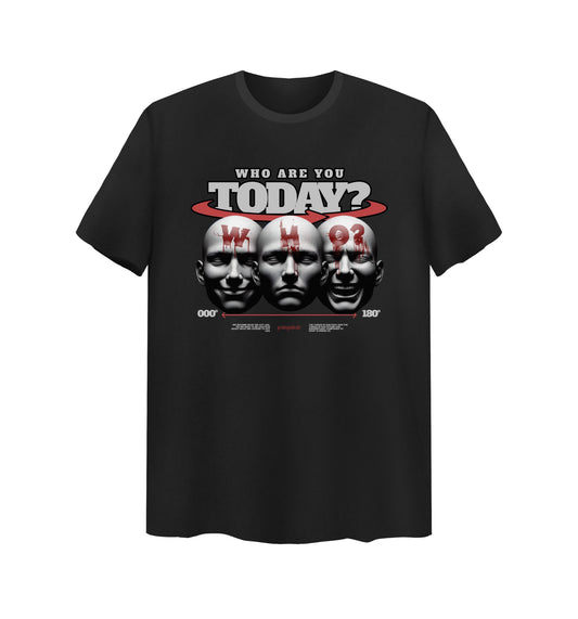 Schwarzes T-Shirt mit Who Design